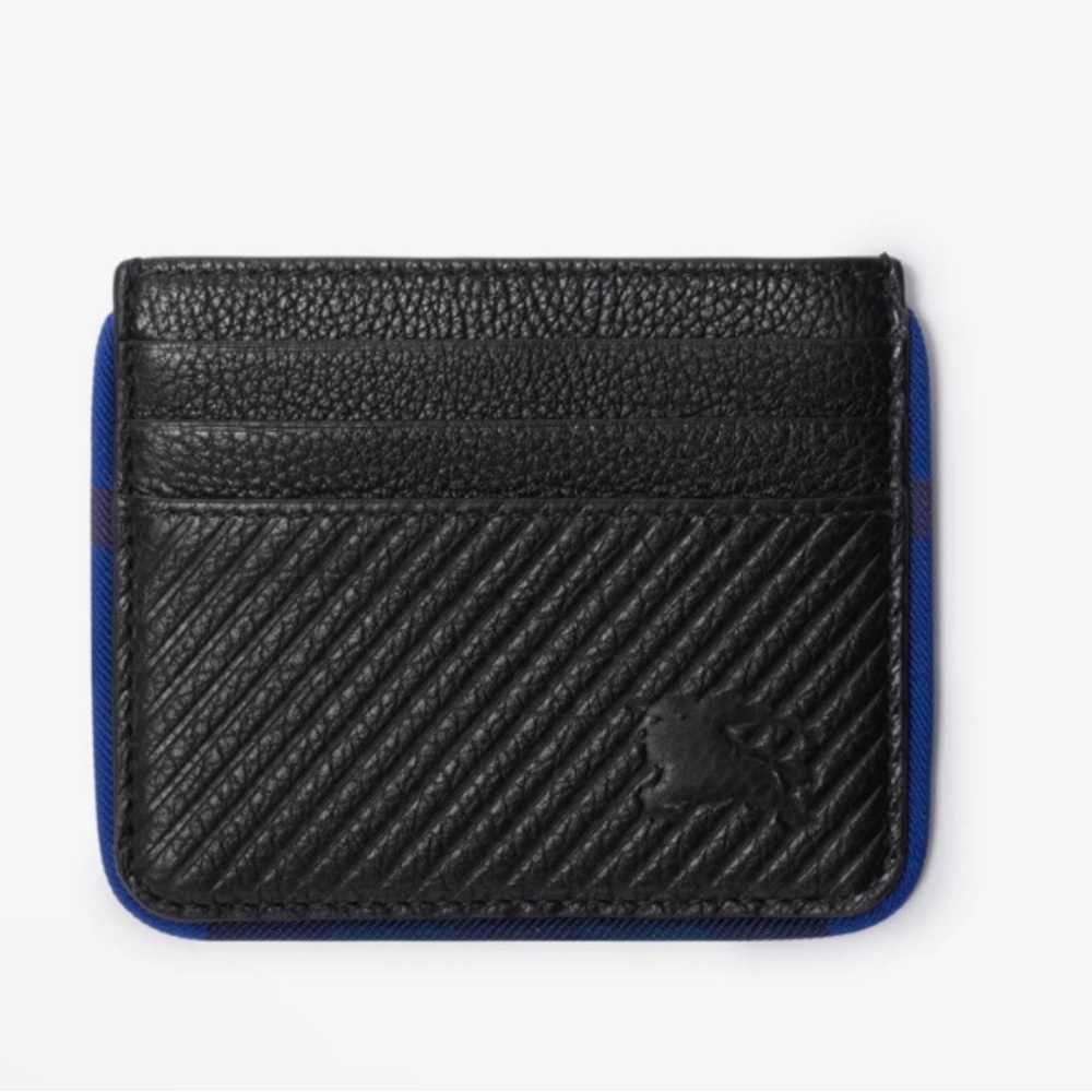 NWT Burberry Heritage EKD Embossed Leather Card Case Black Blue Authentic - Picture 4 of 4